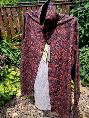 Being Human - Mens Small - Paisley Button-Up Shirt in Navy and Rust